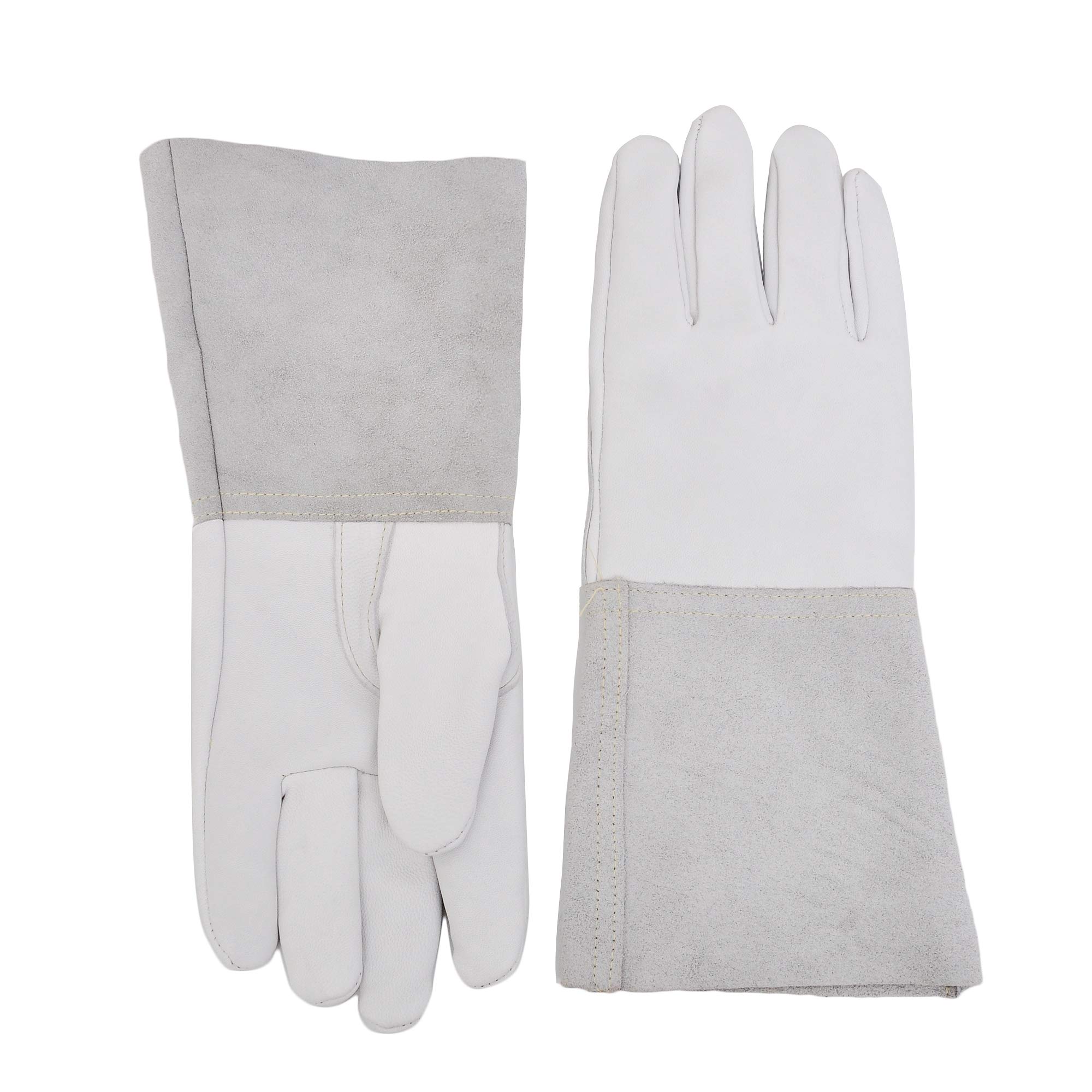 ABTW 1 paire de gants de soudeur en cuir de chèvre de qualité supérieure avec manchette en cuir fendu avec dextérité améliorée, excellente prise en main | Convient pour le soudage TIG/MIG/jardinage