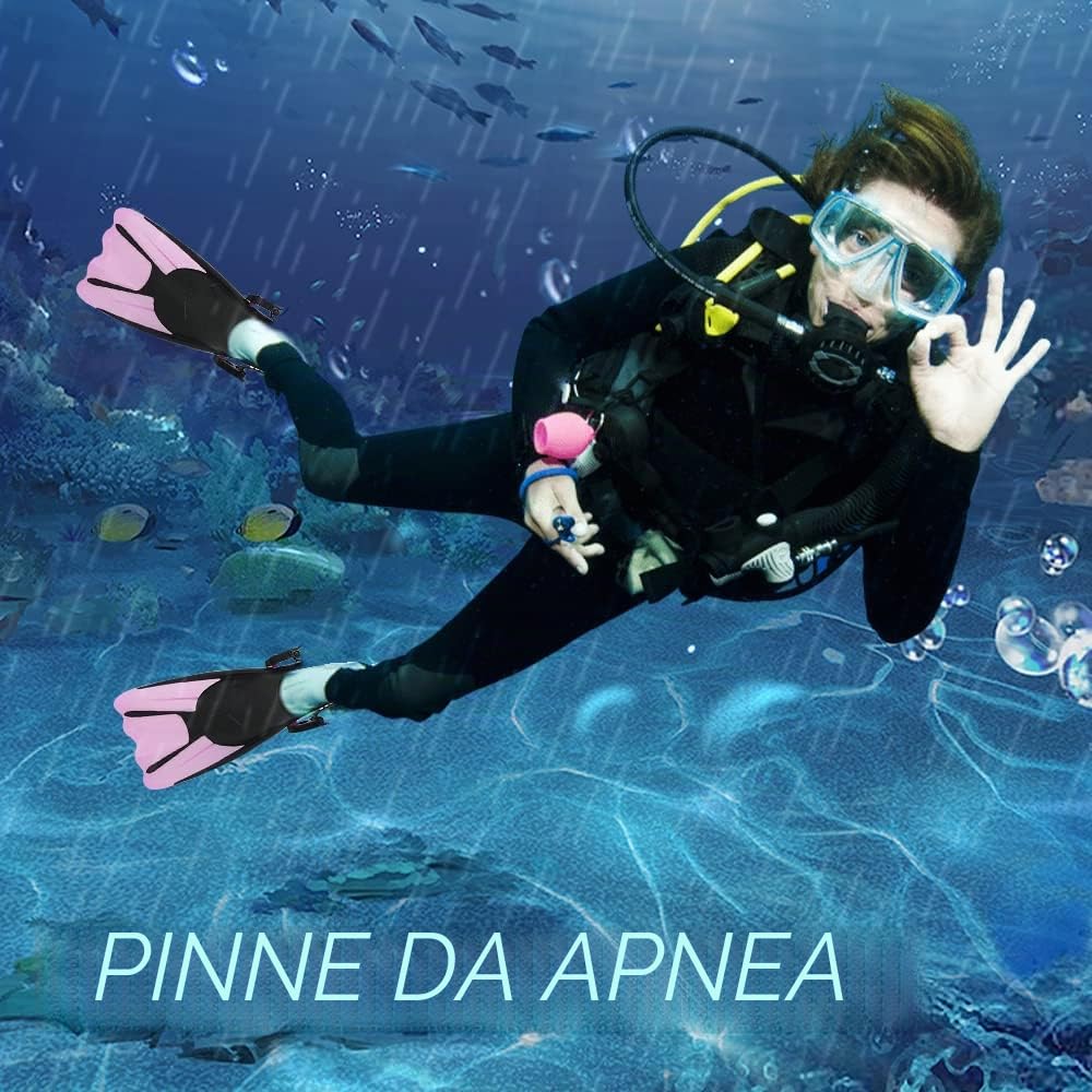 Pinne da Snorkeling, Pinne Regolabili Pinne da Immersione TPR Antiscivolo Pinne Corte Nuoto per Snorkeling, Immersioni, Nuoto, Adulti, Uomini, Donne