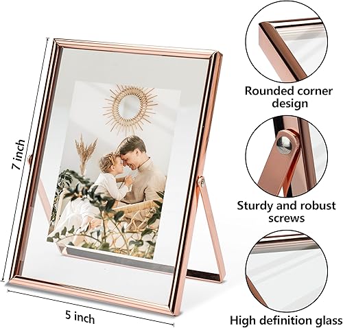 Vista 39 de Vienrose Juego de 2 portarretratos de 8 x 10 pulgadas, marcos de fotos de vidrio transparente con borde plateado, pantalla horizontal o vertical