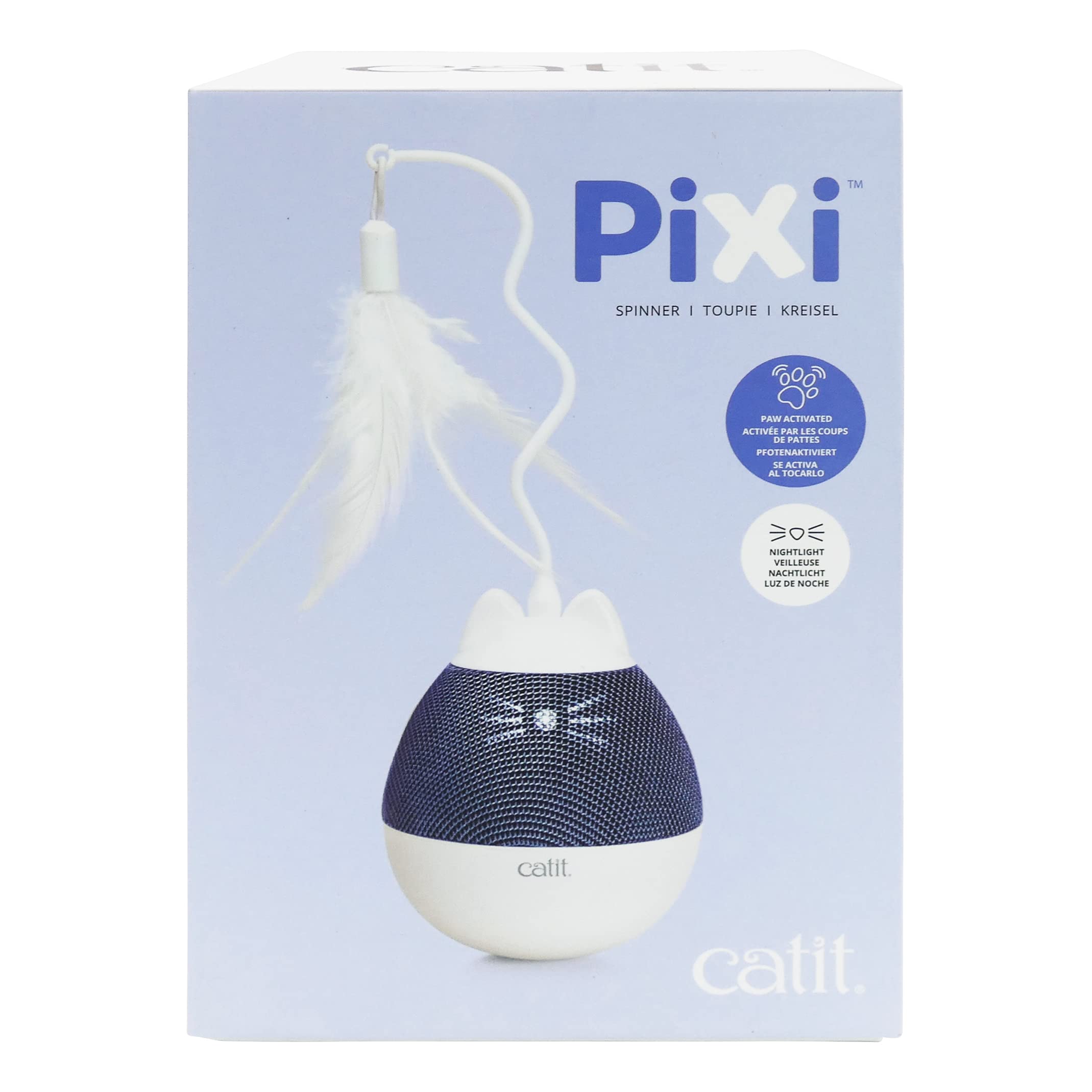 Amazon | Catit Pixi スピナー ブルー ナイトライト付き 回転式猫