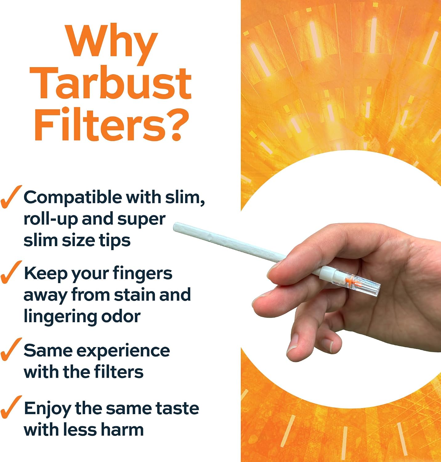 Tarbust Slim Cigarette Filter Tips that Remove Tar and Chemical, for Slim & Roll-ups, Bulk Economy (540 Filters+60 Adapters to Convert to Super Slim+2 Free Travel Cases)