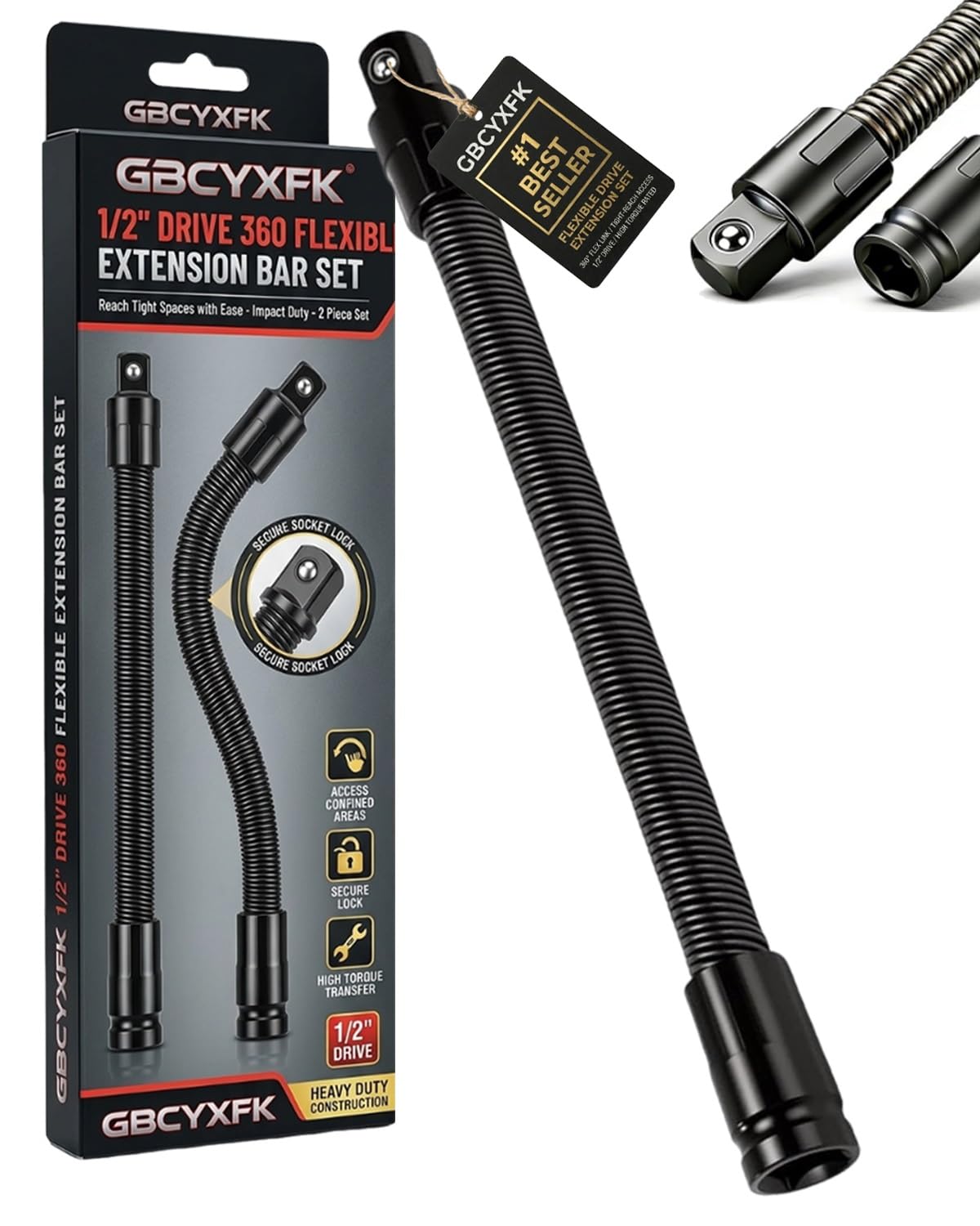 GBCYXFK 360 Flex Rod for Impact 1/2 Flexible Drill Bit Shaft