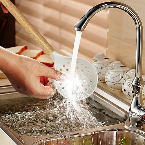 Miniatura 16 de Juego de utensilios de cocina de silicona, resistentes al calor, espátula, tornillo, pinzas, cuchara, cepillo, batidor, mango de madera, utensilios