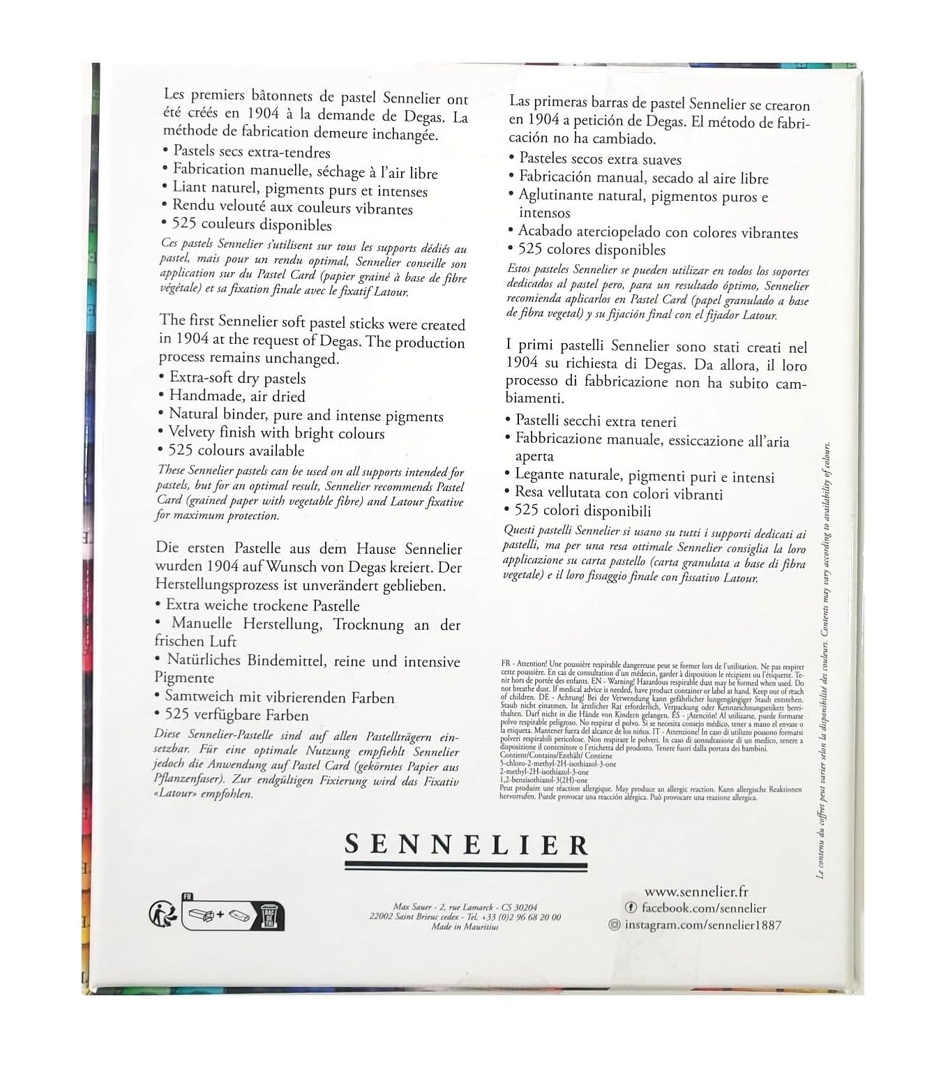 Sennelier Soft Pastel C/Board 24 PCS,Sennelier Pastel secs Sticks 24 PCS (France Import) Espacebeauxarts