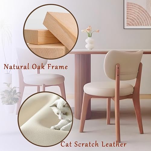 Miniatura 5 de Upholstered Dining Chairs,French Country Dining Chairs with Wooden Legs&Curved Back,Farmhouse Chair for Kitchen Offices Restaurant(Light Walnut,2pcs)