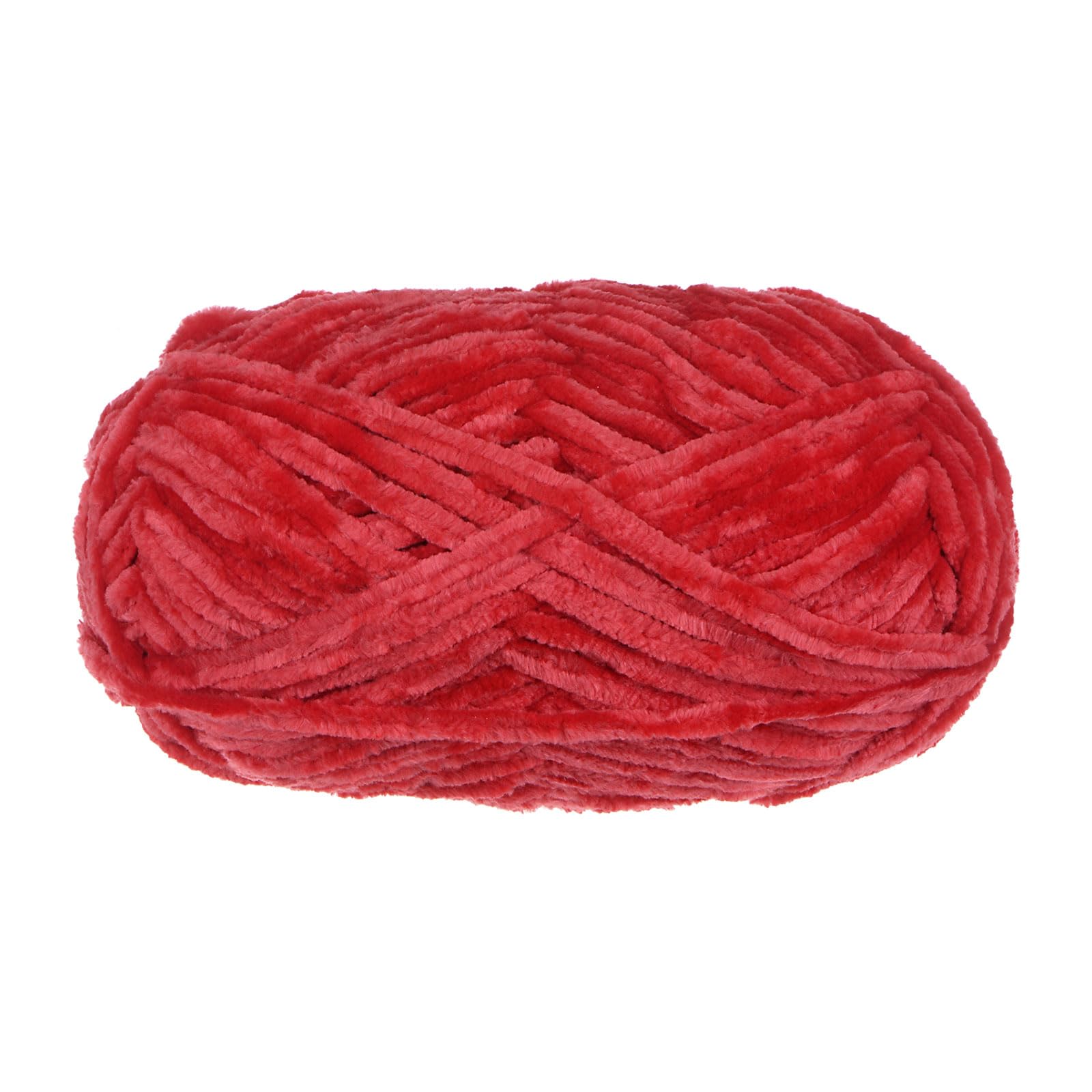 uxcell 1 Skein Velvet Yarn Chenille Yarn 100g/3.5oz 87 Yards Total Length 6# Super Bulky Polyester Soft Blanket Yarn for Knitting Weaving Bag Scarf, Red