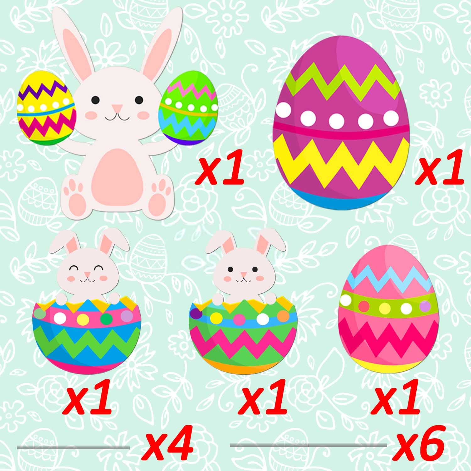 57 Inch Easter Yard Signs Outdoor Lawn Decorations with Stakes, Funny Bunny and Egg Corrugated Yard Signs Decor