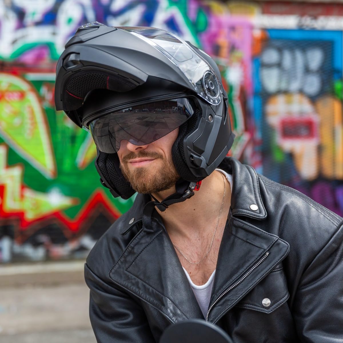 VINZ Santos Casco Modulare Moto & Scooter | Con Doppia Visiera | Certificato ECE 22.06 & PINLOCK preparato | Integrale Donna E Uomo | nelle taglie dalla XS-XXL