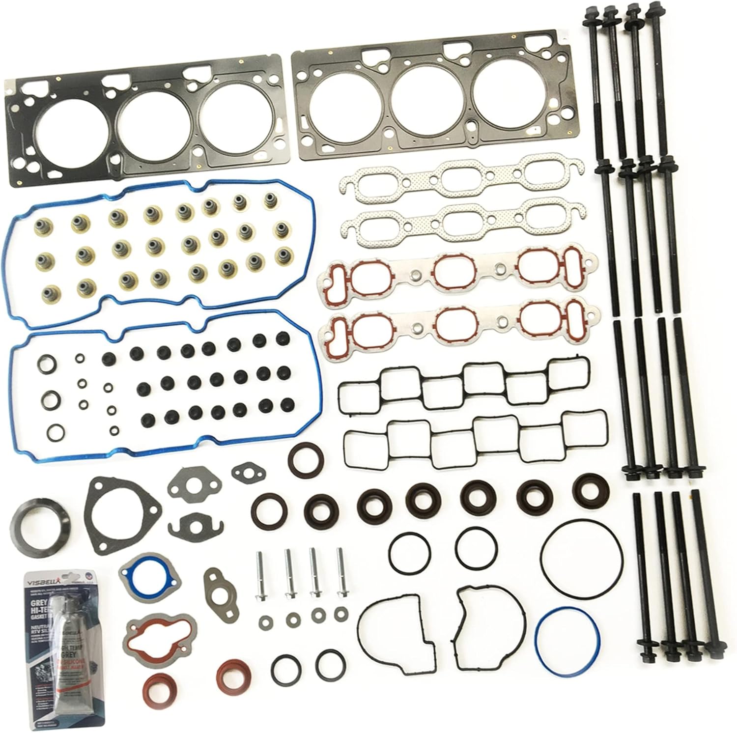 Partsflow Cylinder Head Gasket Set with 16 Head Bolts for Chrysler 300 2005-2006 for Chrysler 300M 1999-2004 for Chrysler Concorde 2002-2004 for Chrysler Pacifica 2004-2006 for Dodge Intrepid 3.5L V6