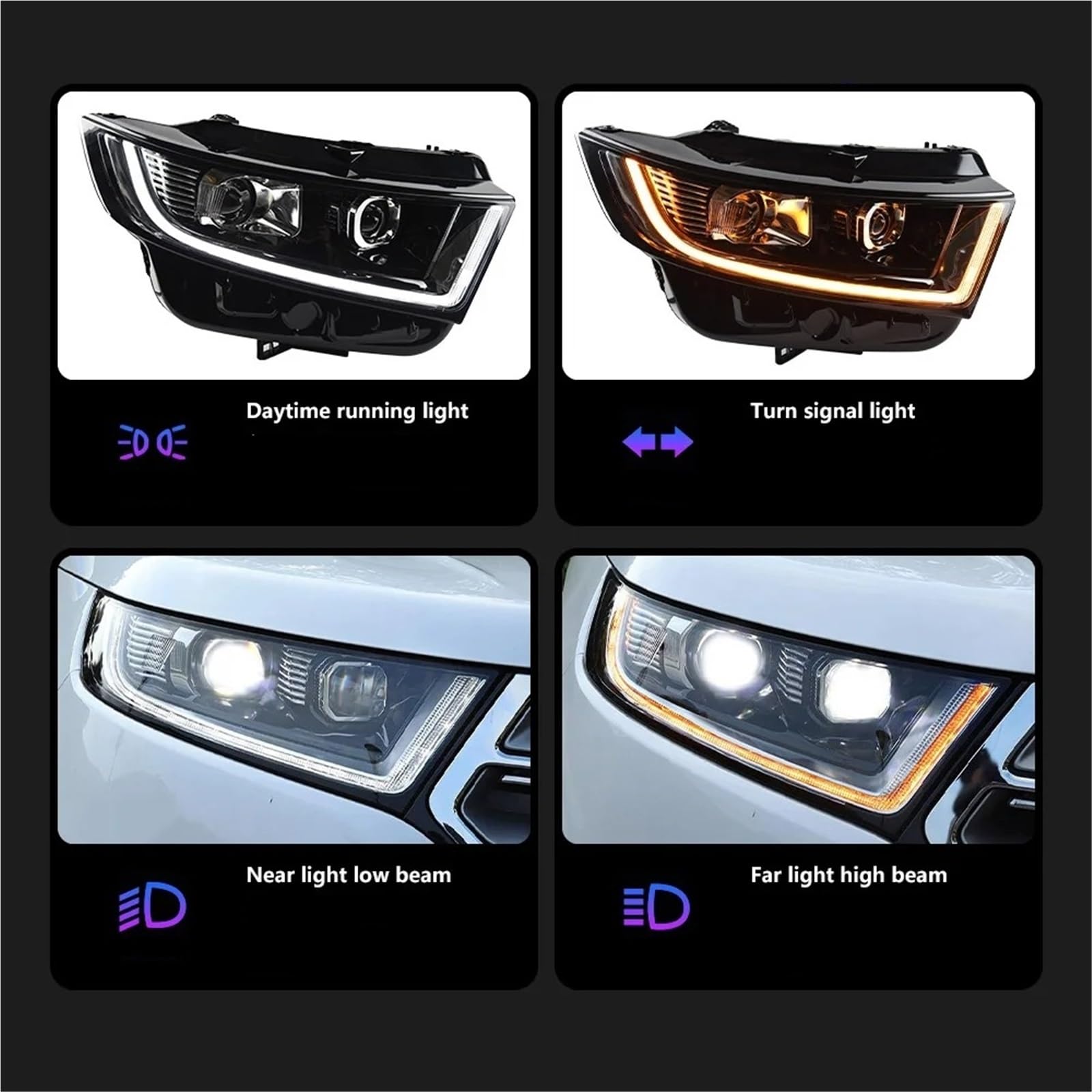 Faro Coche Para Ford Para Edge 2015-2018 Modelo De Coche Faros Delanteros LED DRL Hid Angel Eye Bi Xenon Beam Accesorios Faros Delanteros