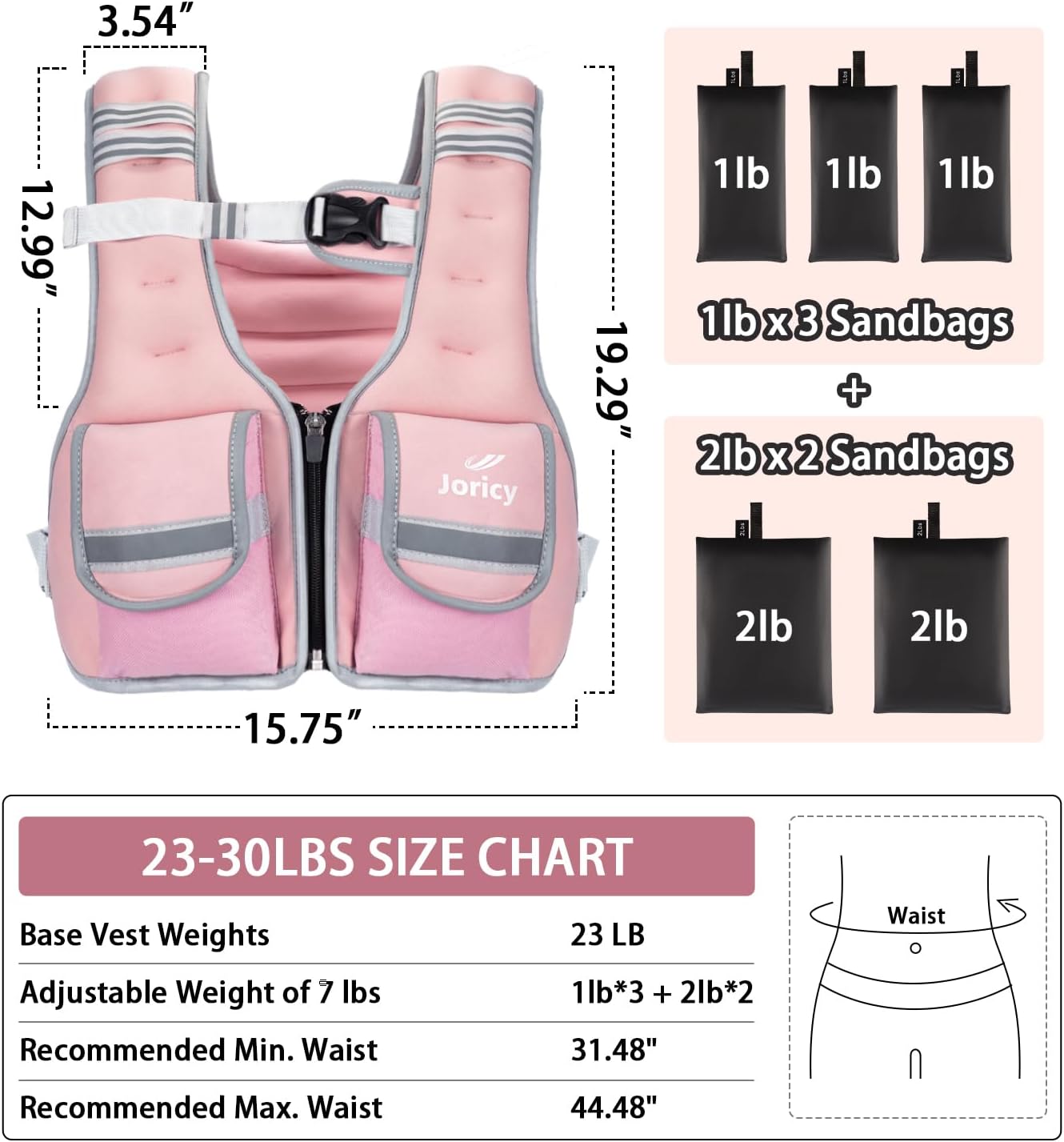Adjustable Weighted Vest Woman 5-12lb/9-16lb/17-24lb/23-30lb Weight Vest with Reflective Stripe, Zipper Rucking Running Vests for Women Men Workout Walking Strength Training Weight Loss Fitness Weightlifting