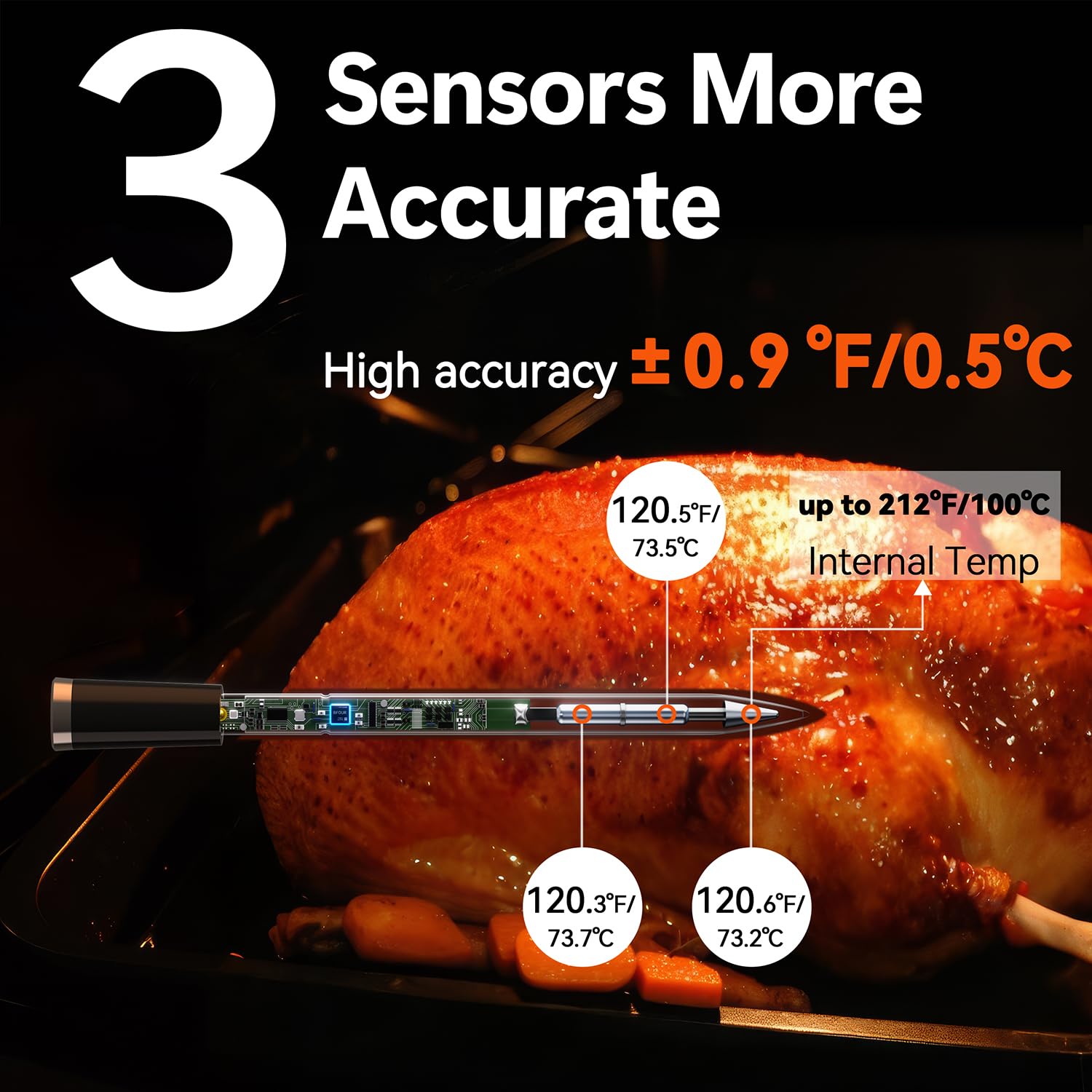 BFOUR BF-30 Pro, termometro per carne senza fili, display LCD Bluetooth, connessione app, 100% impermeabile, per barbecue, forno, affumicatura, arrosto ad aria
