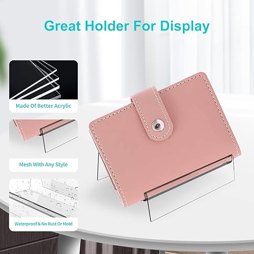 Miniatura 6 de Boloyo Soporte de exhibición de acrílico con placa de letrero, 10 piezas de caballete de exhibición transparente, estante elevador, soporte acrílico