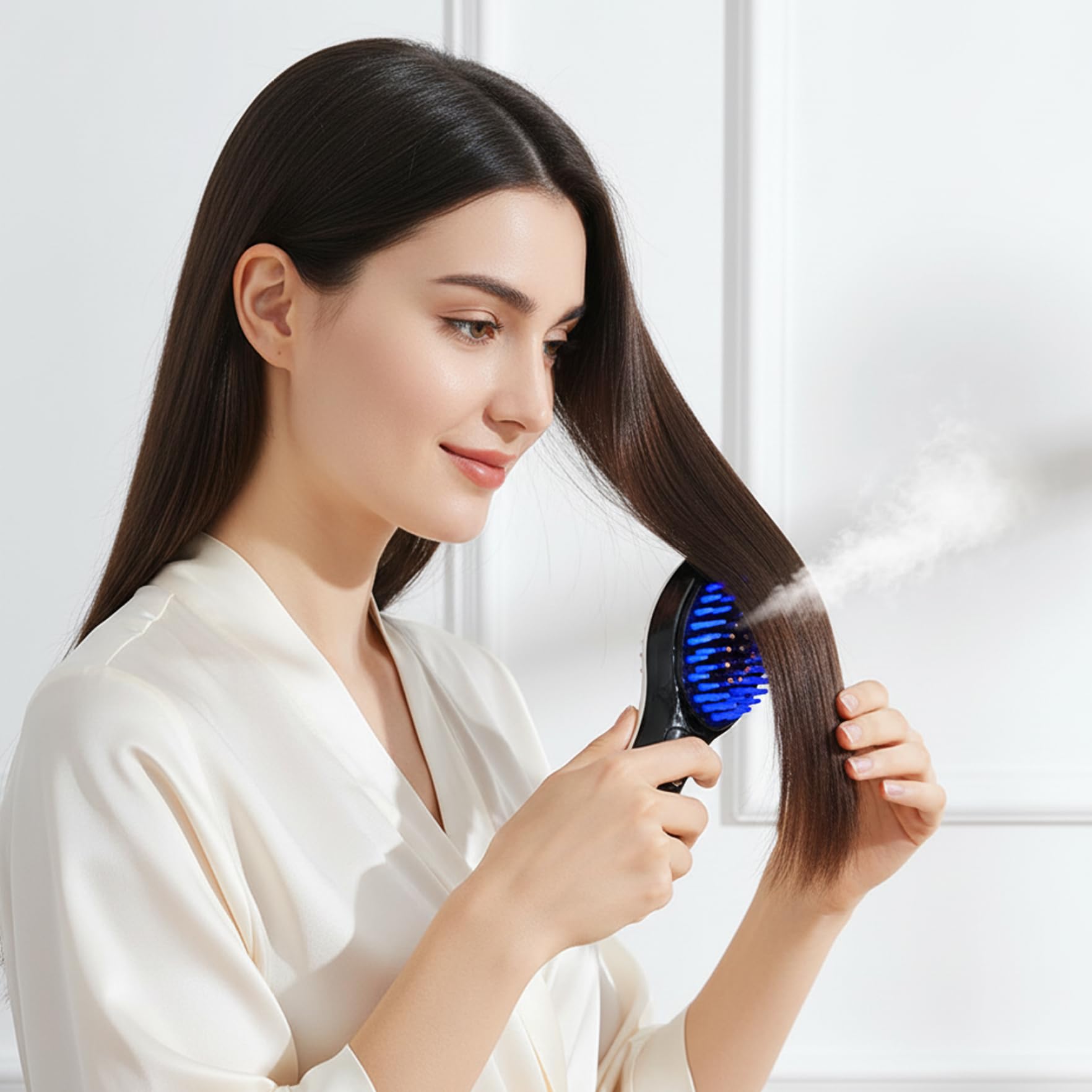 Masajeador eléctrico del cuero cabelludo con luz roja, cepillo para el crecimiento del cabello 2 en 1 con nanospray, rodillo de microcorriente EMS y vibración para el cuidado y relajación cuer