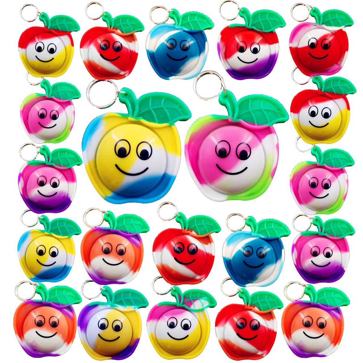 24 packs Christmas Classroom Students Gifts Bulk Rainbow Bubble Fidgets Gifts From Teacher, Apple Mini Pop Holiday Rewards Party Favors for Kids Adult