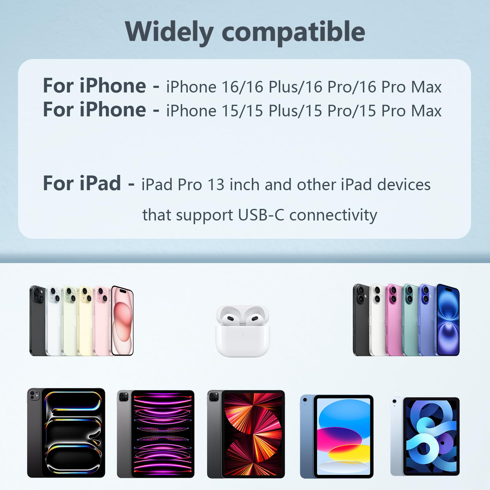 10FT for iPhone 16 15 Charger Fast Charging, Long USB C to C Charger Cord with 20W Type C Phone Fast Charging Block for iPhone 16/16 Pro/16 Pro max/16 Plus, iPhone 15/15 Pro/15 Pro max/15,iPad, 2Pack