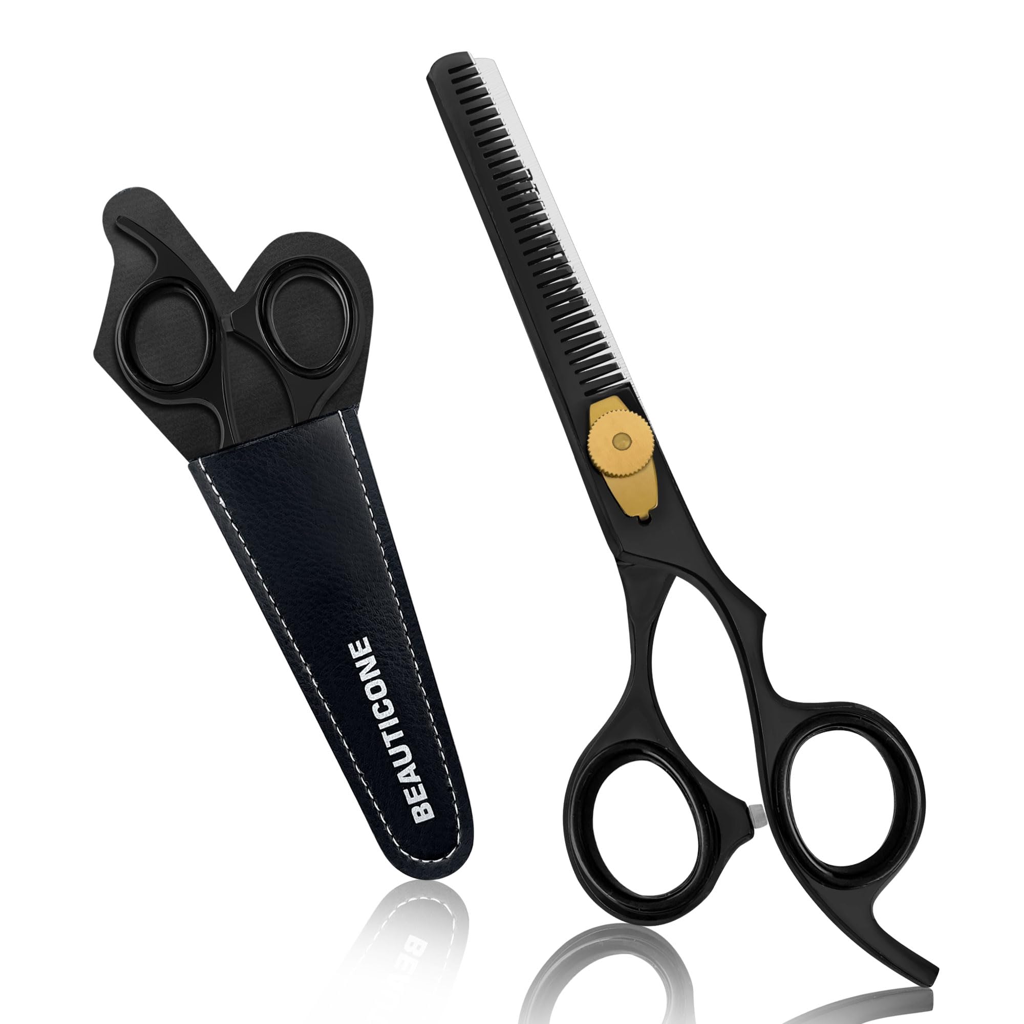 BEAUTICONE Hair Thinning Scissors Professional, Thinning Shears, Barber Hair Scissors, Texturizing Shears Men/Women (Black)