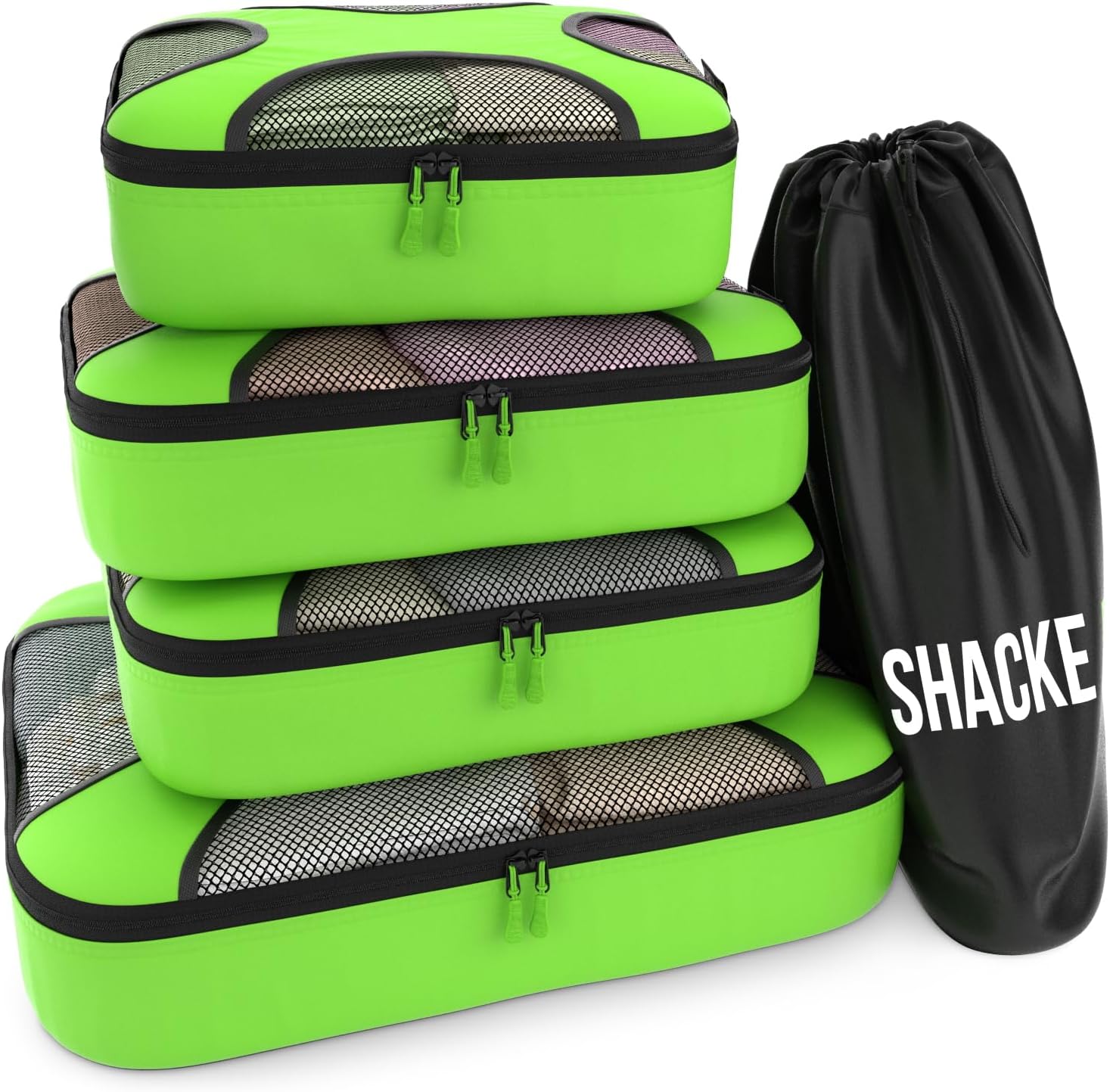 Shacke Pak 4 Set Packing Cubes Travel Organizers with Laundry Bag