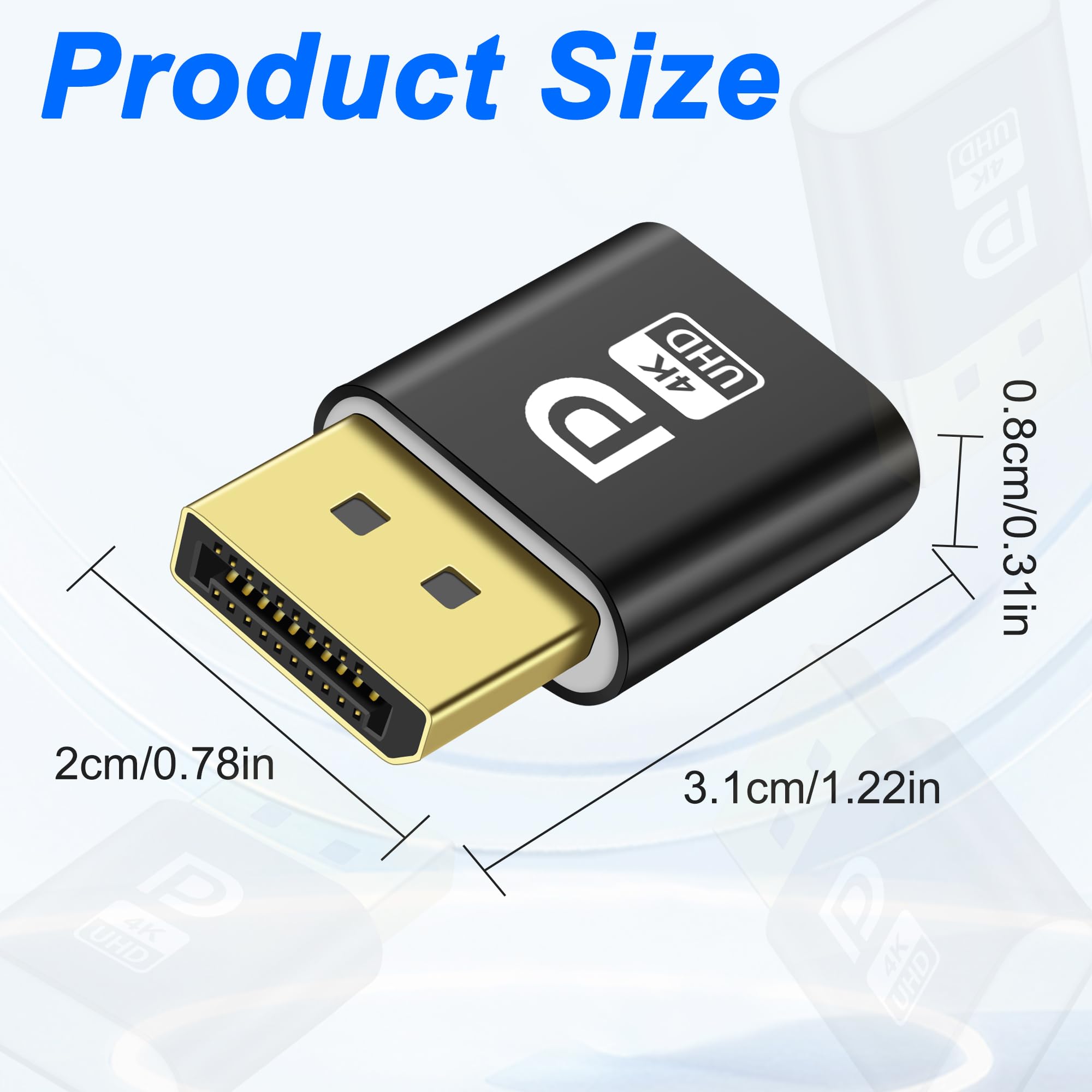 MEIRIYFA Display Port Headless Ghost Display Emulator 4K DisplayPort Dummy Plug EDID Emulator Virtual Display Adattatore per Crypto Mining, Remote Server, Desktop virtuali (2PCS)