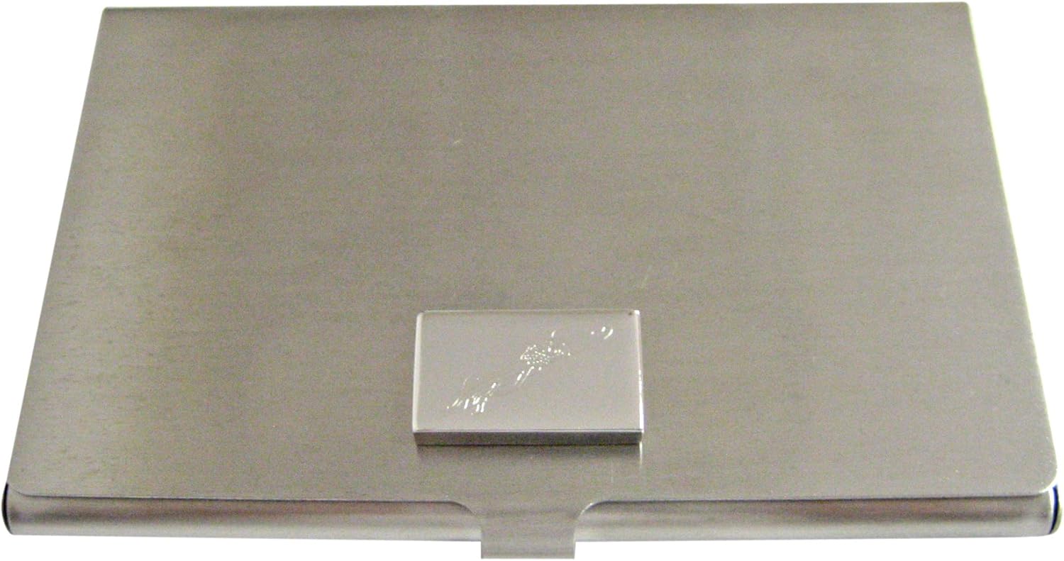 Silver Toned Etched Swimming Octopus Business Card Holder