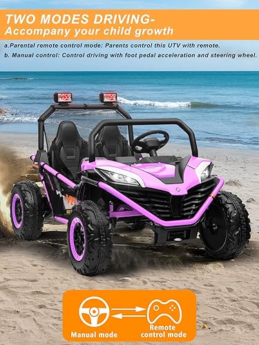 Miniatura 7 de OTTARO Vehículos UTV de 24 V y 10 AH de 2 plazas, vehículos eléctricos para niños, marco de metal, ruedas EVA, motores potentes de 200 W, 20