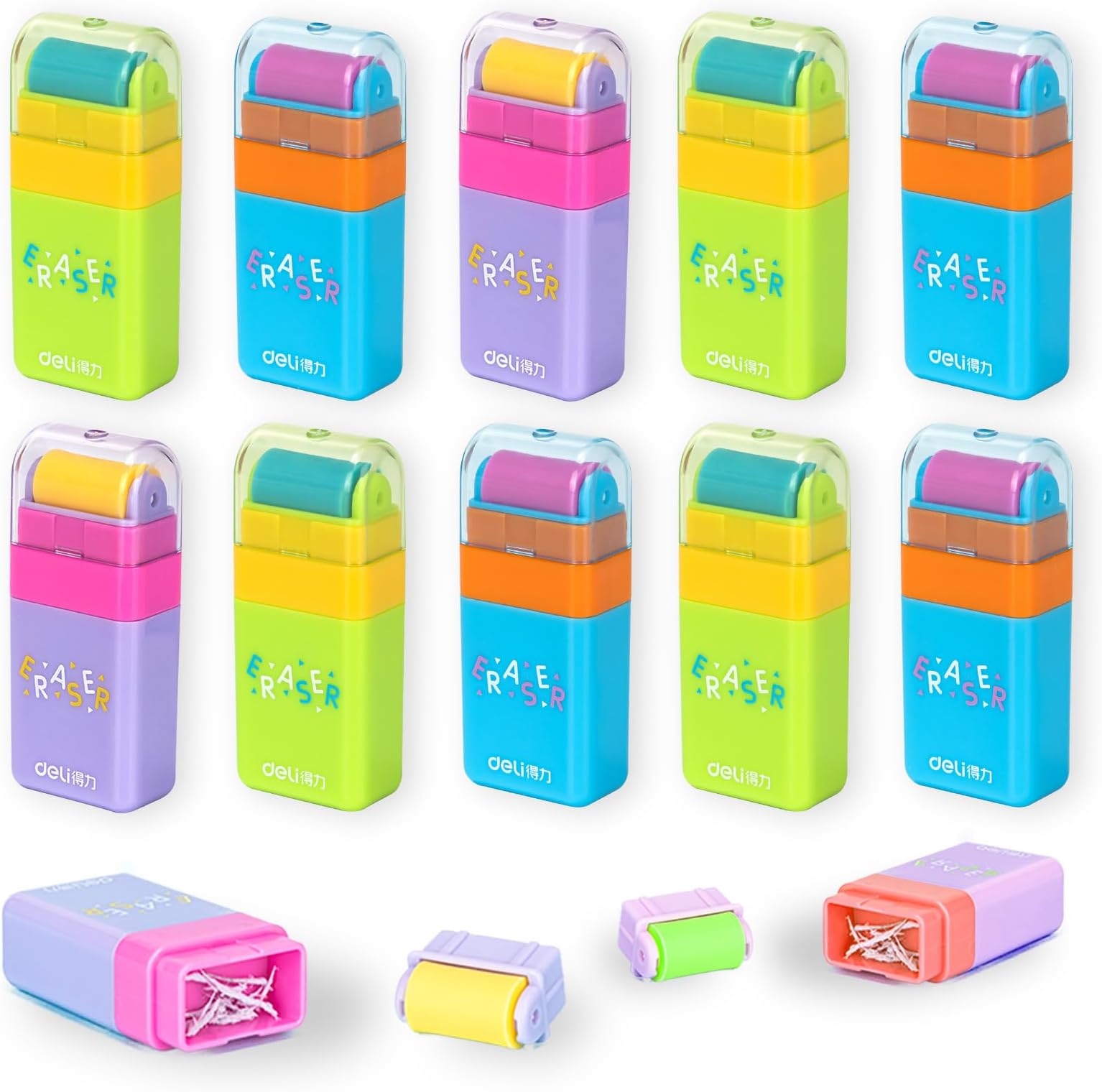 4Pcs Cat Paw Roller Eraser, Erasers for Kids, Colorful Roller Eraser, Cute Cat