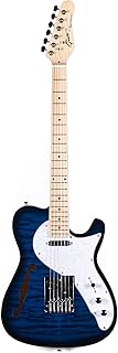 Grote Electric Guitar Semi-Hollow Body Single F-Hole Printed Tele Style Guitar Full-Size Basswood with Canadian Maple neck Chrome Hardware