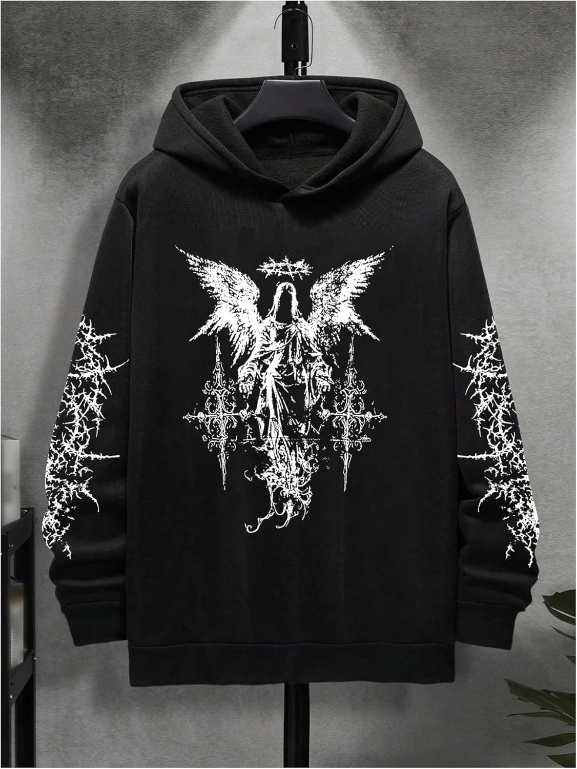 Verdusa Men's Y2k Gothic Graphic Hoodie Sweatshirt Drop Shoulder Streetwear Pullover Tops - Image 3