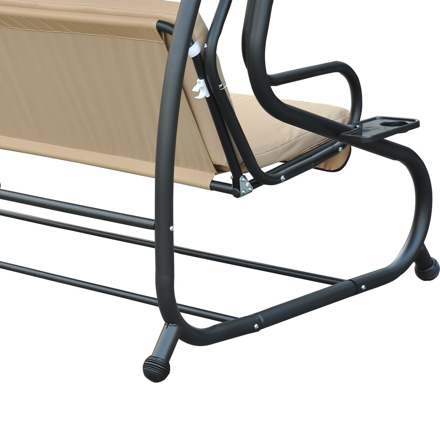 Dondolo da giardino a 3 posti, 200 x 120 x 164 cm, 2 cuscini, reclinabile, con ombrellone