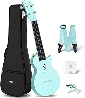 Enya Soprano Ukulele 21 Inch Carbon Fiber Travel Ukelele Nova U Mini Simple Yukalalee With Beginner Kit Ukalalee includes Case Strap Capo Strings (Blue)