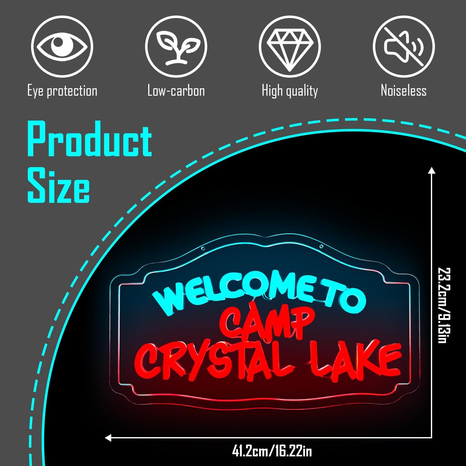 Welcome To Crystal Lake Neon Sign for Wall Decor Horror Movie Decor Halloween Led Signs Scary Movie Neon Light Sign for Halloween Decoration Party Man Cave Horror Room Lake Camp Gifts