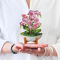 Vista 16 de Freshcut Paper Tarjetas de felicitación desplegables, Oasis de orquídeas, tarjeta de felicitación 3D desplegable de ramo de flores en tamaño natural