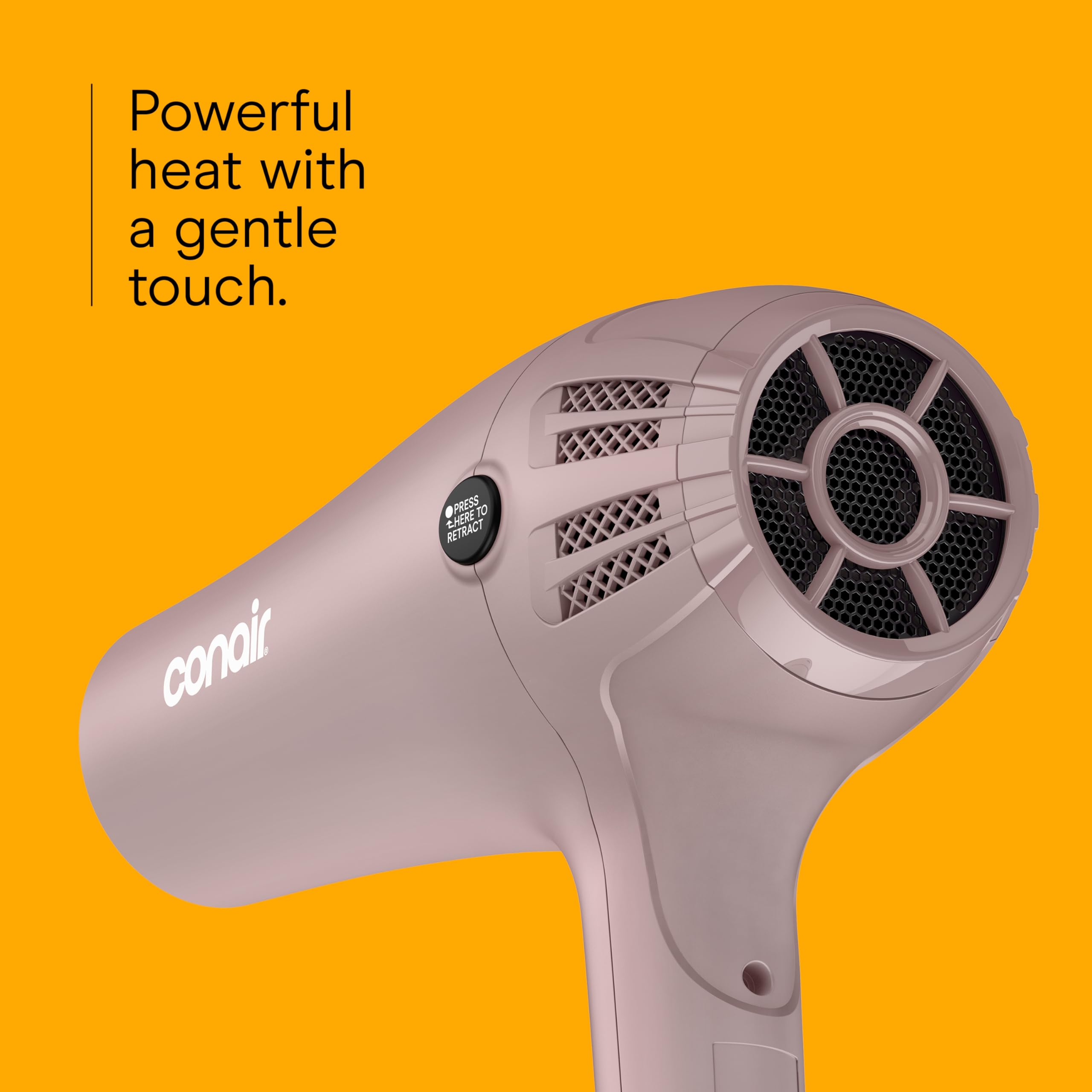 Conair Hair Dryer with Diffuser & Concentrator, 1875W, Matte Light Pink view 4