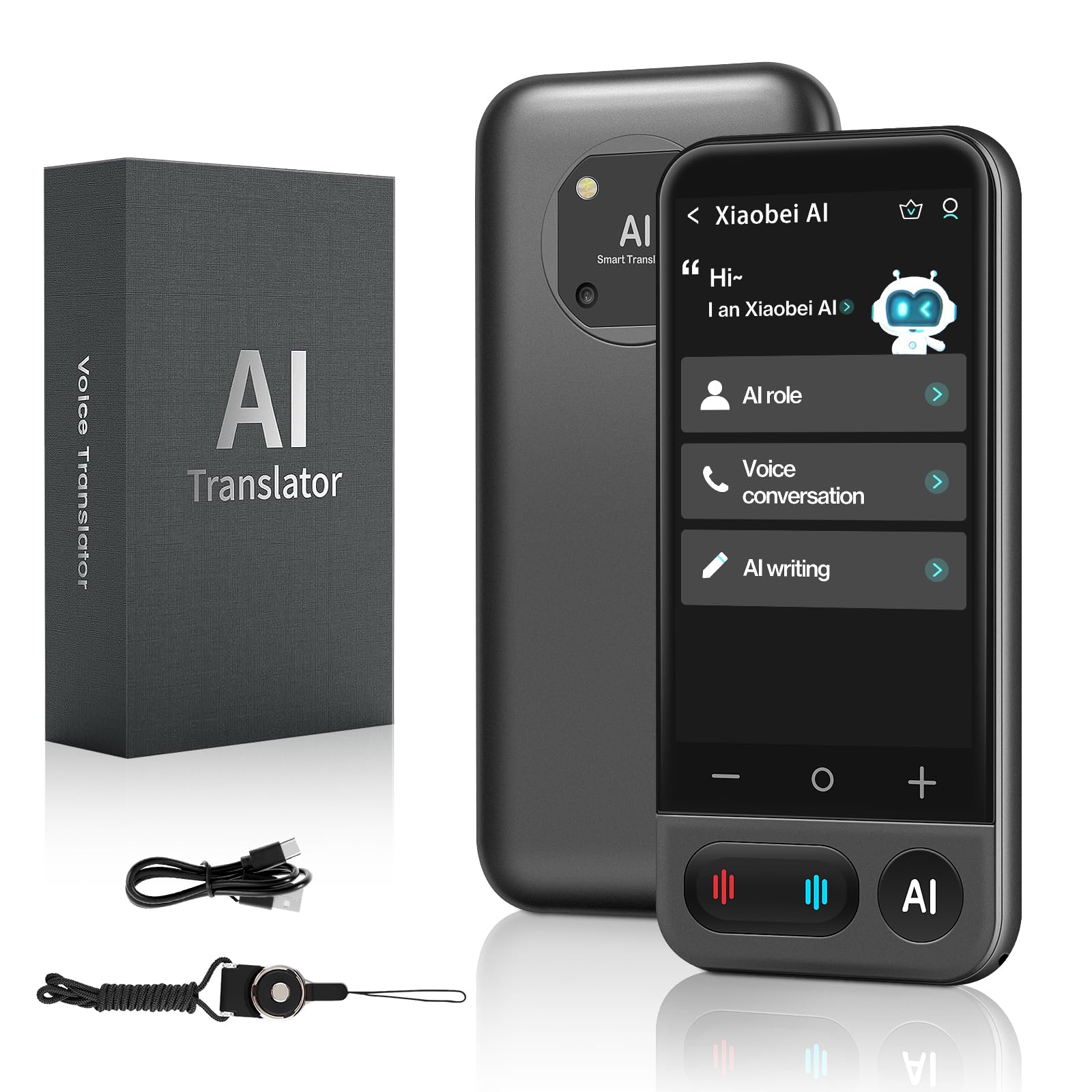FancyDove AI Assistant Device with Lifetime Access - No Subscription Needed for Language Learning, Translation & AI Writing, Powered by ChatGPT Black