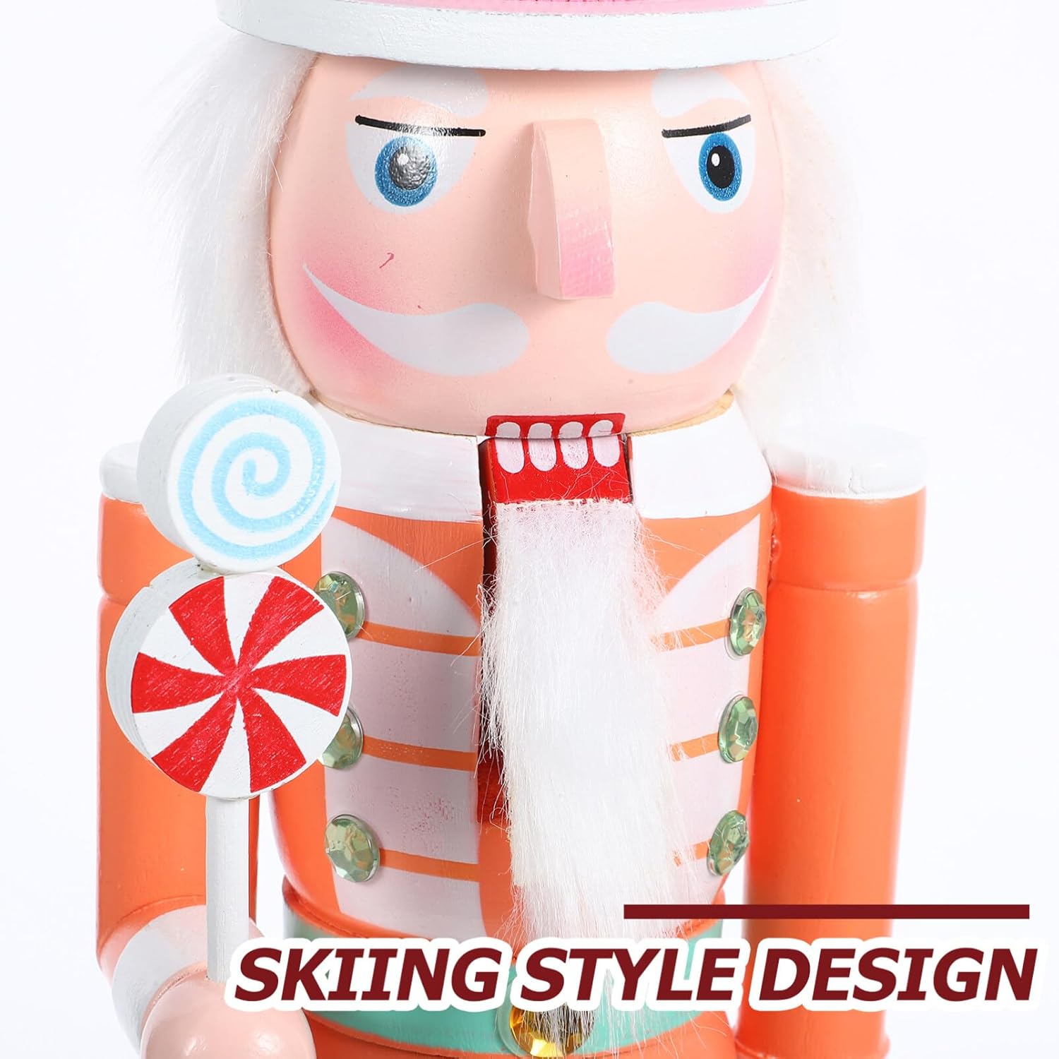 VOSAREA Christmas Nutcracker Ornament Soldier Nutcracker Holiday Candy Nutcracker Figures Xmas Wooden Nutcracker for Xmas Party Nutcracker Holiday Supply (38CM, Orange)