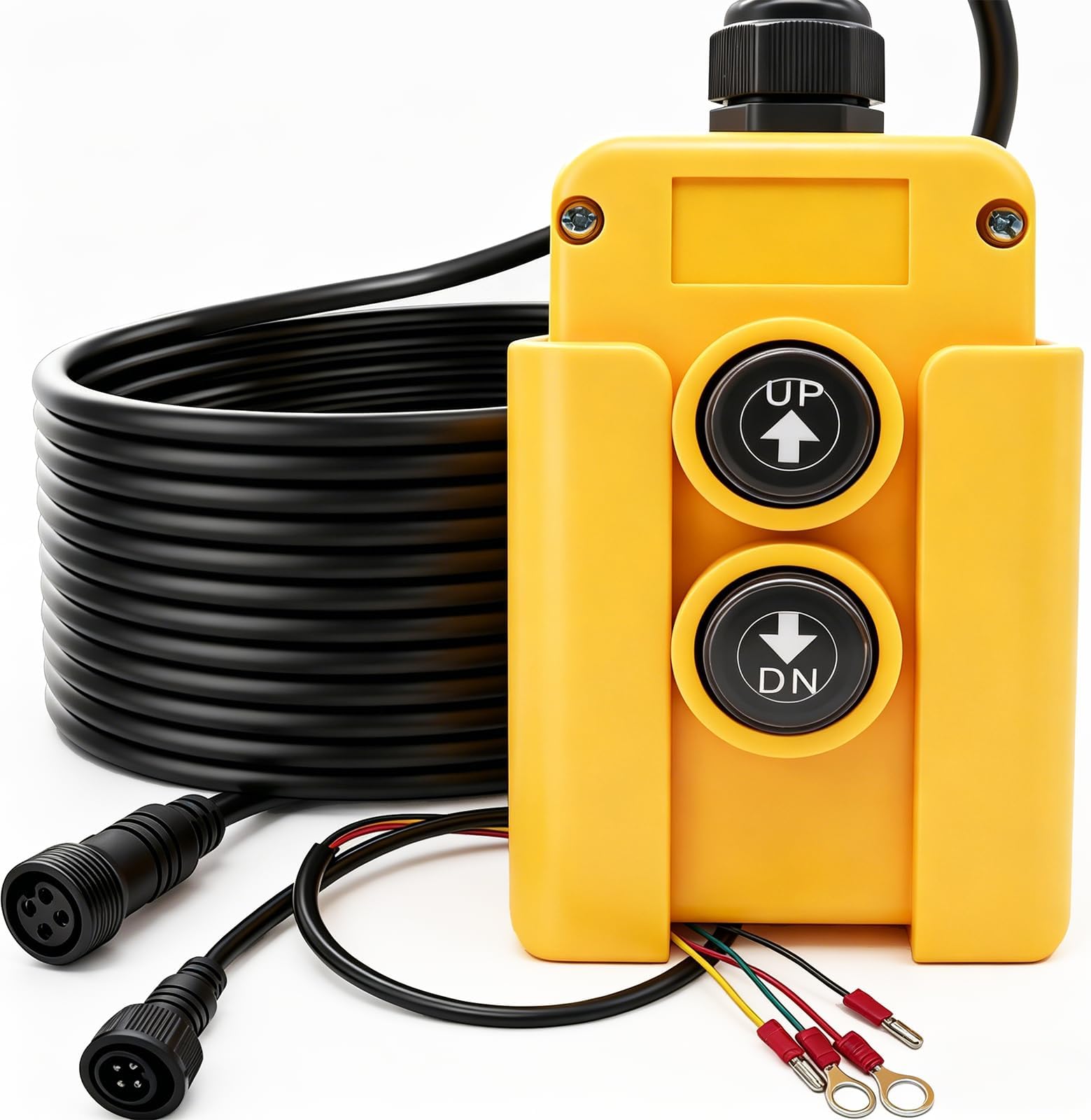 mxuteuk 4 Wire Dump Trailer Remote Control Switch 12V DC Up Down Push Button Switch for Double Acting Hydraulic Pump Lift Winch Dump Bed G018-4W