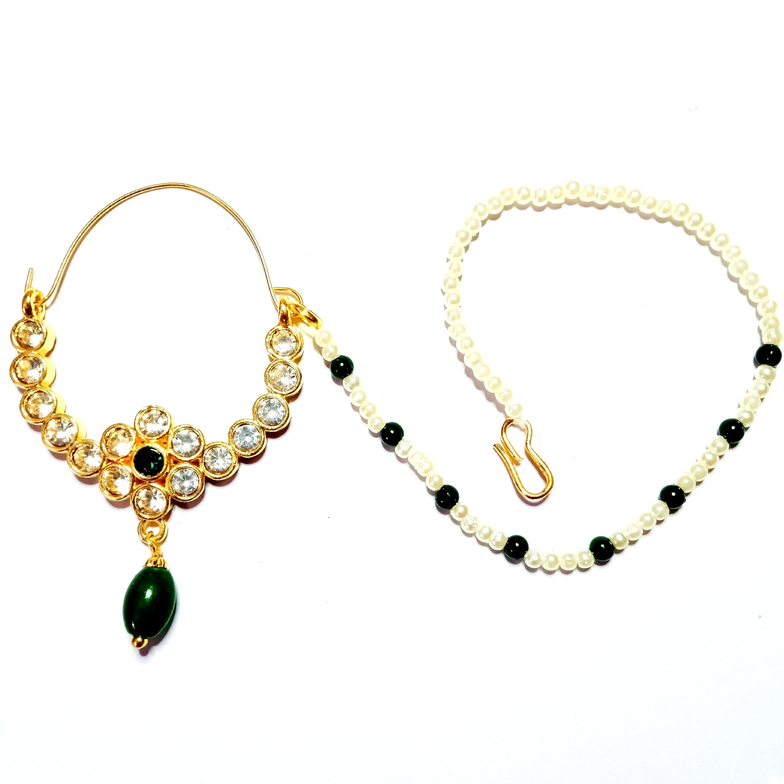 Traditional Indian Nose Rings Of Different Regions for Women, Green Colour, Punjabi Style-image-13