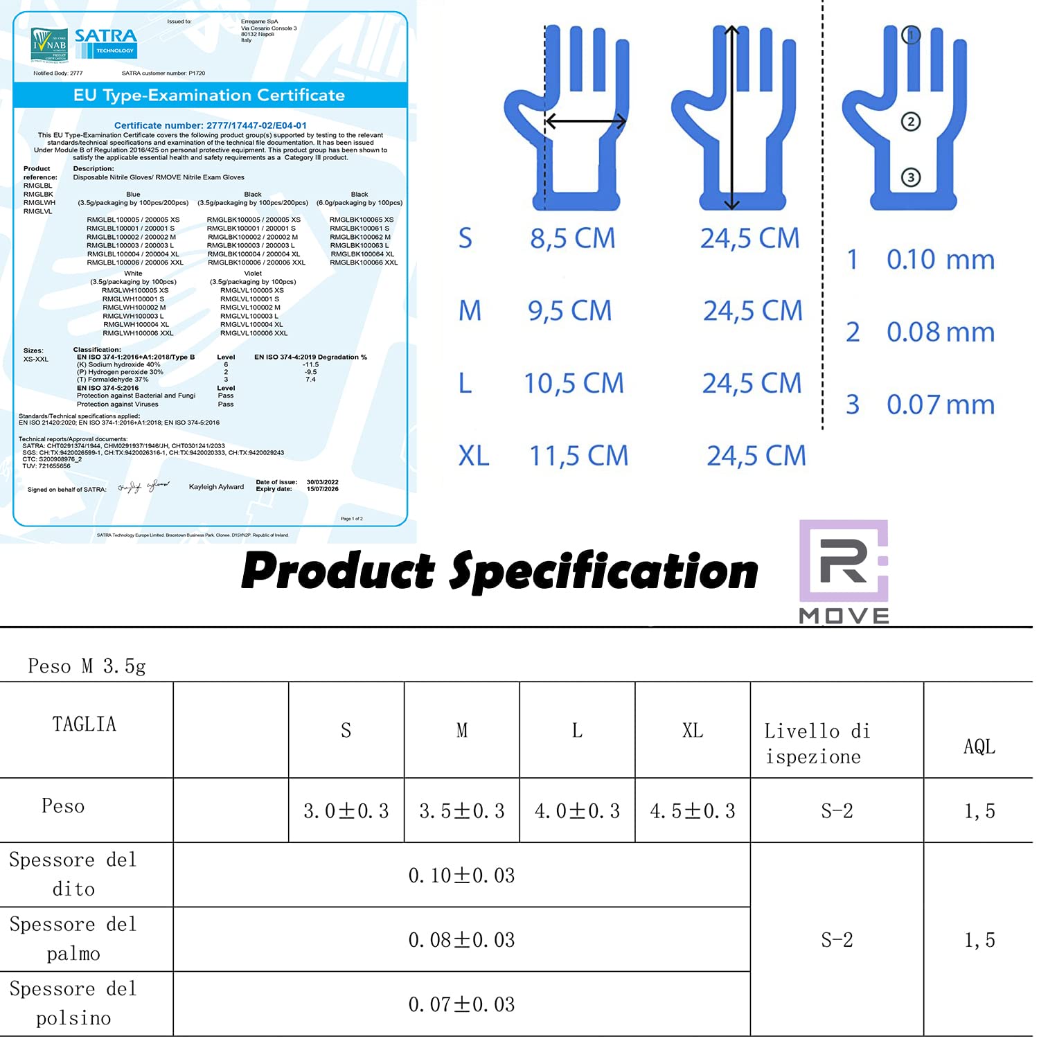 R MOVE 1000 gants nitrile noir L, gant jetable sans poussière, sans latex, gant noir hypoallergéniques, 10 boîtes de 100 gants jetables, gant alimentaire cuisine jetable