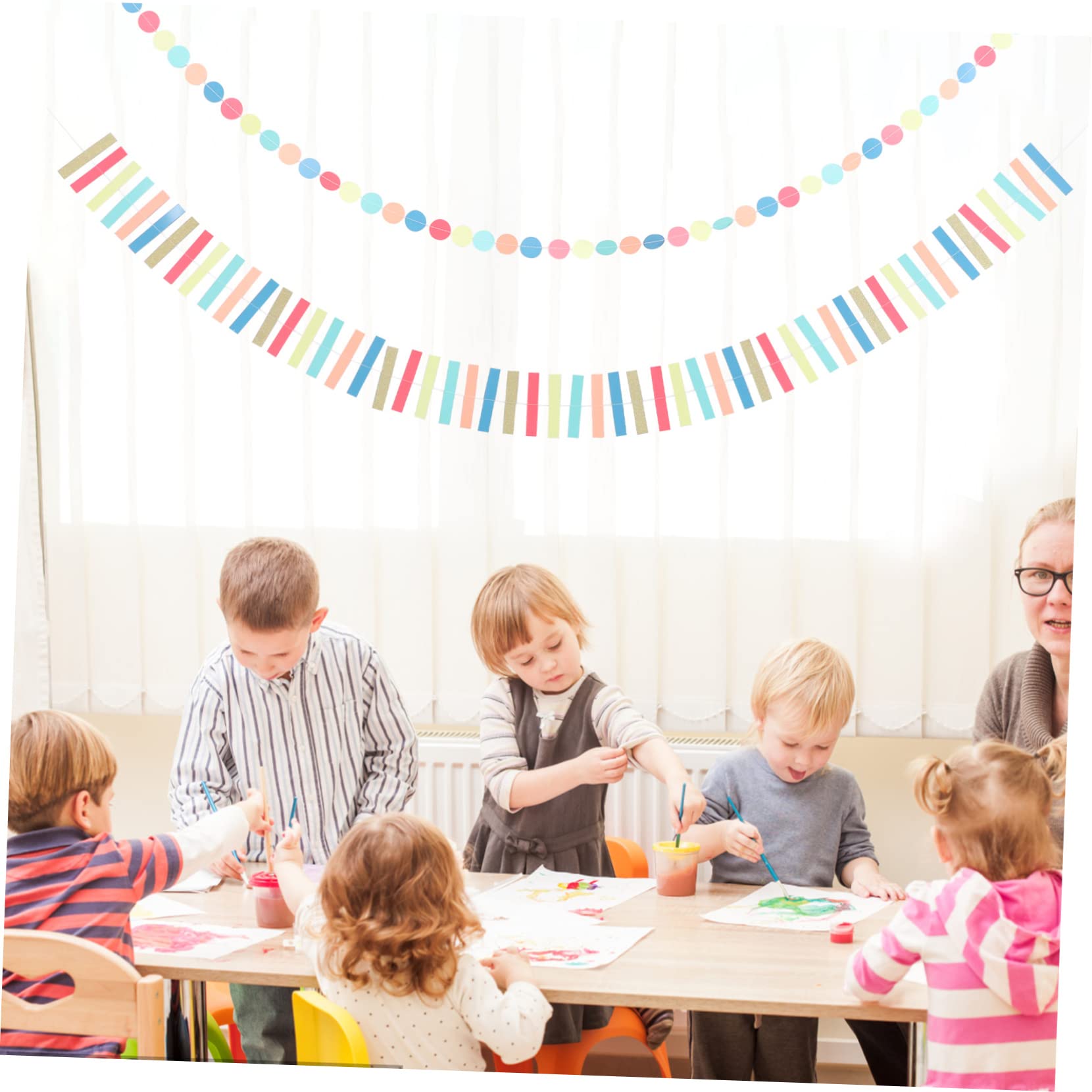 Mobestech Guirnalda para Decoración De Fiesta El Aula De Círculo Y Tiras para Cumpleaños Infantiles Decoración Ligeramente Práctica Y Atractiva 2 Piezas X 5