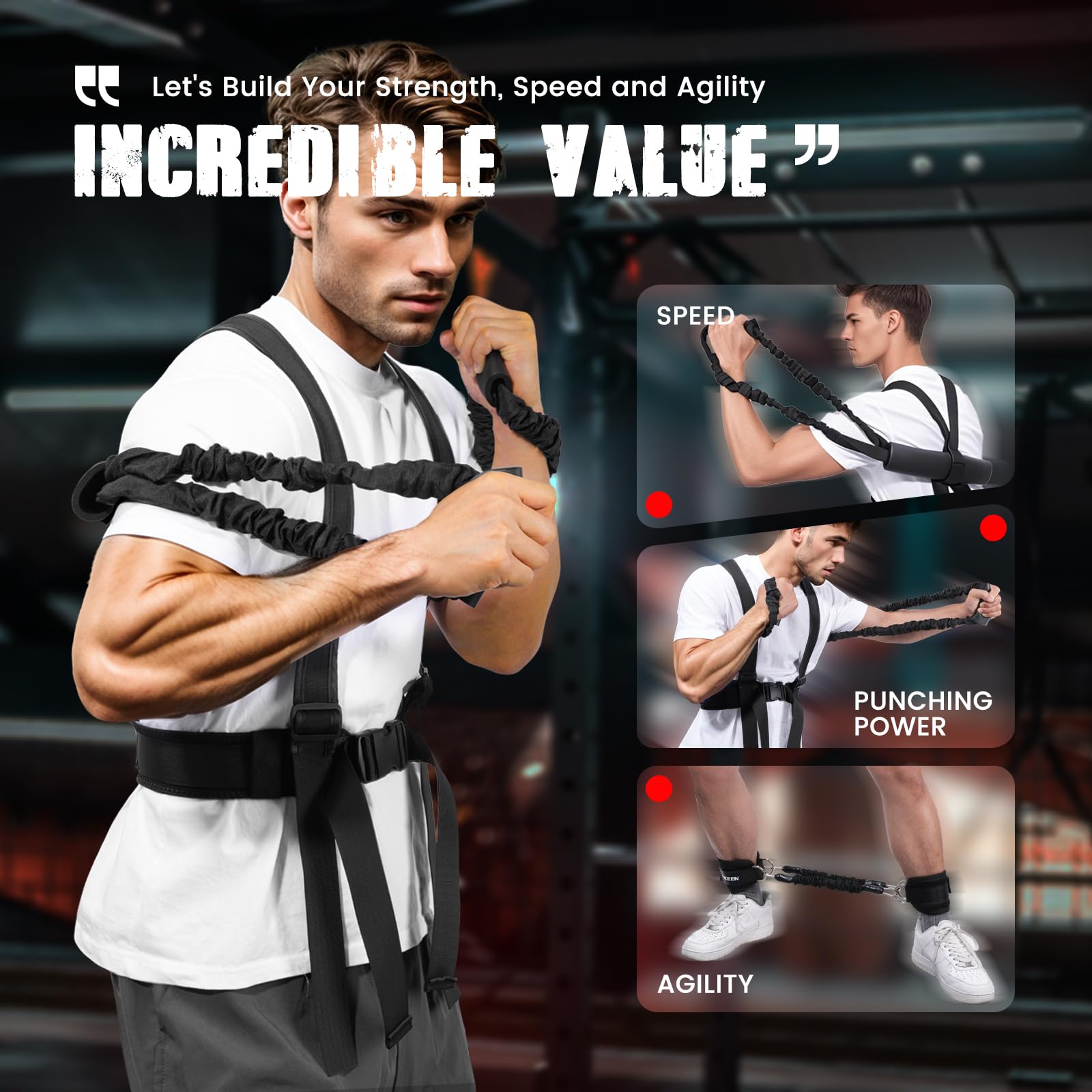 Hikeen Pro Box-Widerstandsbänder zur Reduzierung der Reibung, verbesserter Komfort, verstellbare Weste, Schattenbox-Widerstandsbänder – Ganzkörper-Fitness-Workout zur Verbesserung der explosiven Kraft