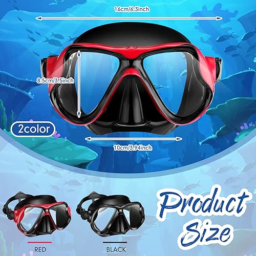 Vista 9 de Preboun Paquete de 2 máscaras de natación para adultos, gafas de snorkel con cubierta para la nariz, antiniebla, visión clara, vidrio templado