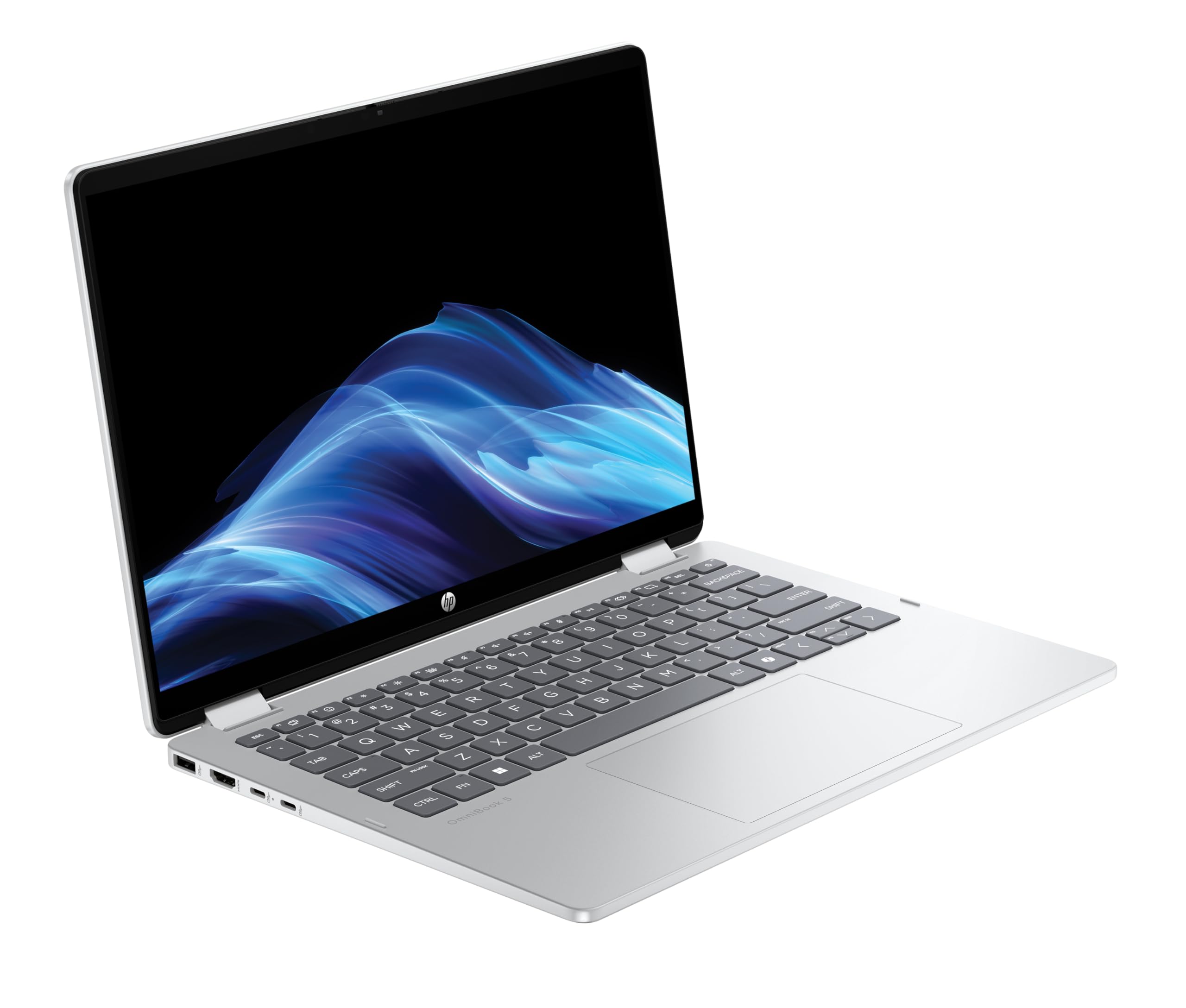 HP OmniBook 5 Flip 14-fp0254ng 2 in 1 Convertible Laptop, 14 Zoll 2K-Touchscreen, Intel Core i5-1334U, 16 GB RAM, 512 GB SSD, Windows 11 Home, Silber