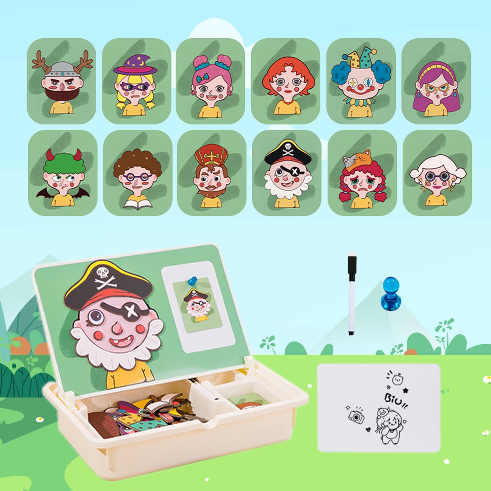 Magnetyczne Pudełko Puzzle Dla Dzieci Magnetyczna Zabawka Edukacyjna Z | Podróżne Gry Z Etui Dla Przedszkolaków Dla Dzieci W Wieku 3+ Żłobek Przedszkole