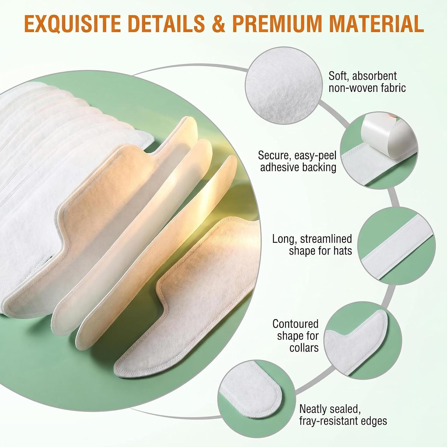 60 Pack Disposable Collar Protector Sweat Pads Sticker, Invisible 30 Hat Sweat Protector & 30 Collar Protectors, Self-Adhesive Sweat Liners for Hats Shirts Summer