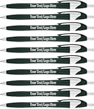 SyPen Personalized Pens With your Custom Logo or Text-500 Pack Bulk-for Businesses, Parties, and Events, Custom Printed Slim Ballpoint Click Pens, Green Barrel Color, Black Ink