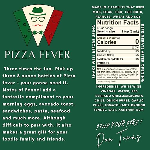 Miniatura 2 de Pizza Fever - Salsa picante gourmet para pizza, pasta y más | Hecho con chiles fermentados e hinojo (botella de 8 onzas) paquete de 3