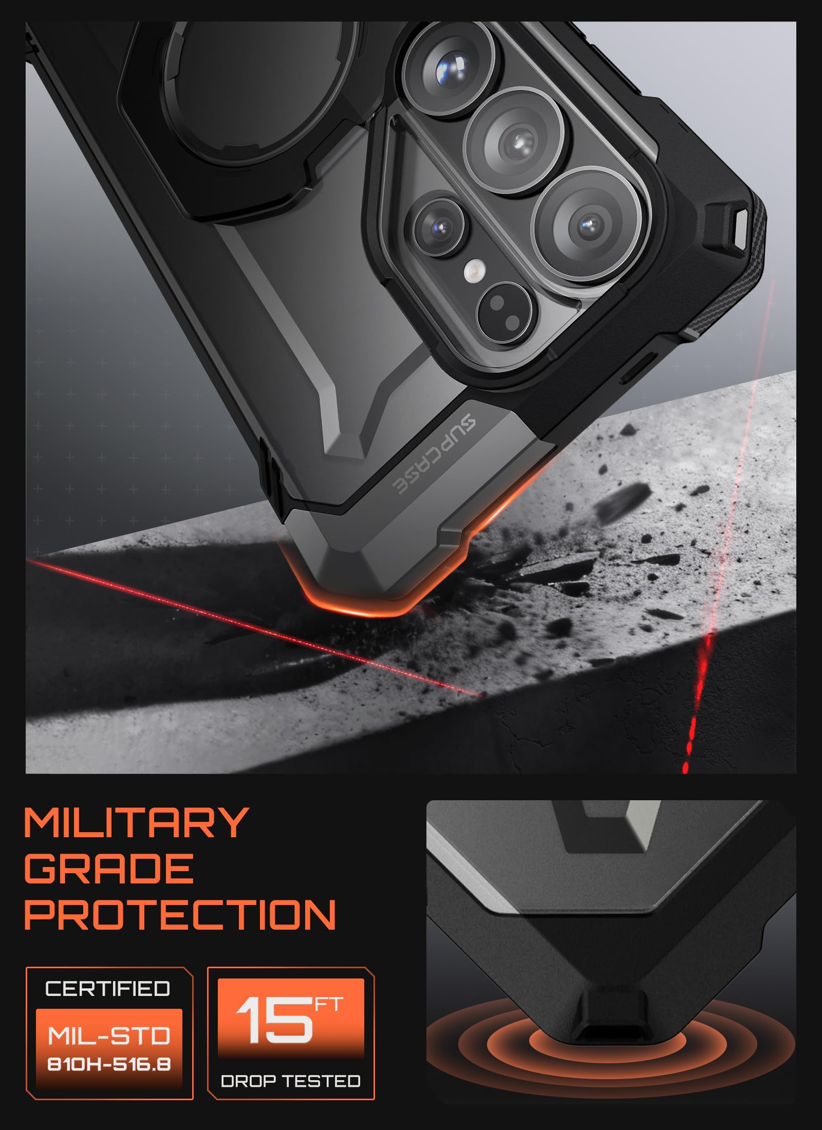 SUPCASE for Samsung Galaxy S26 Ultra Case with Kickstand (Unicorn Beetle Grip), [Wireless Charge Compatible] [Military-Grade Protection] Heavy-Duty Magnetic Phone Case for S26 Ultra 6.9 Inch, Dark