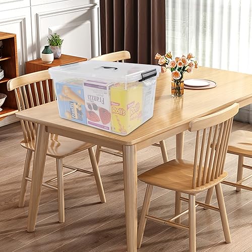 Miniatura 5 de Caja de almacenamiento de 18 litros con tapa, bolsas de almacenamiento de plástico transparente con asas, juego de 6