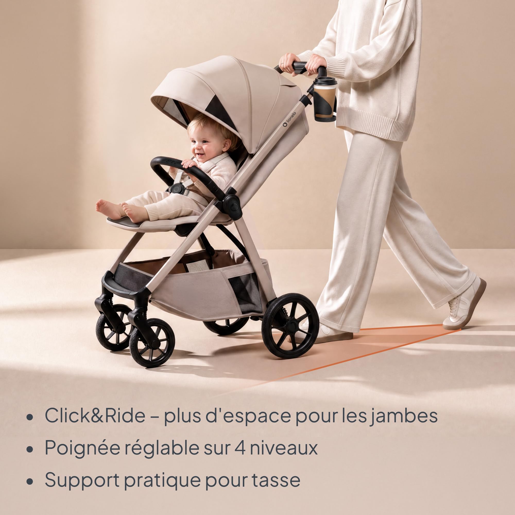 Lionelo Bett Poussette compacte jusqu'à 22 kg, Pliable, Siège inclinable