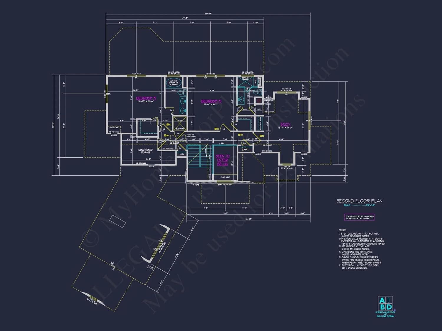 8-1646 HOUSE PLAN - Modern House Plan with 3 Floors, CAD Blueprint & 4 Bedrooms